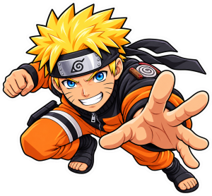 Naruto Uzumaki en acción — sticker PNG gratis