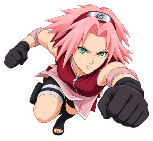 Sakura Haruno en acción — sticker PNG gratis