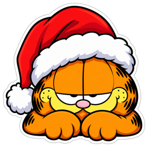 Garfield con gorro navideño — sticker PNG gratis