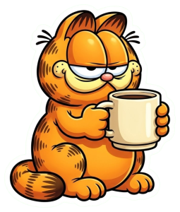 Garfield tomando café — sticker PNG gratis